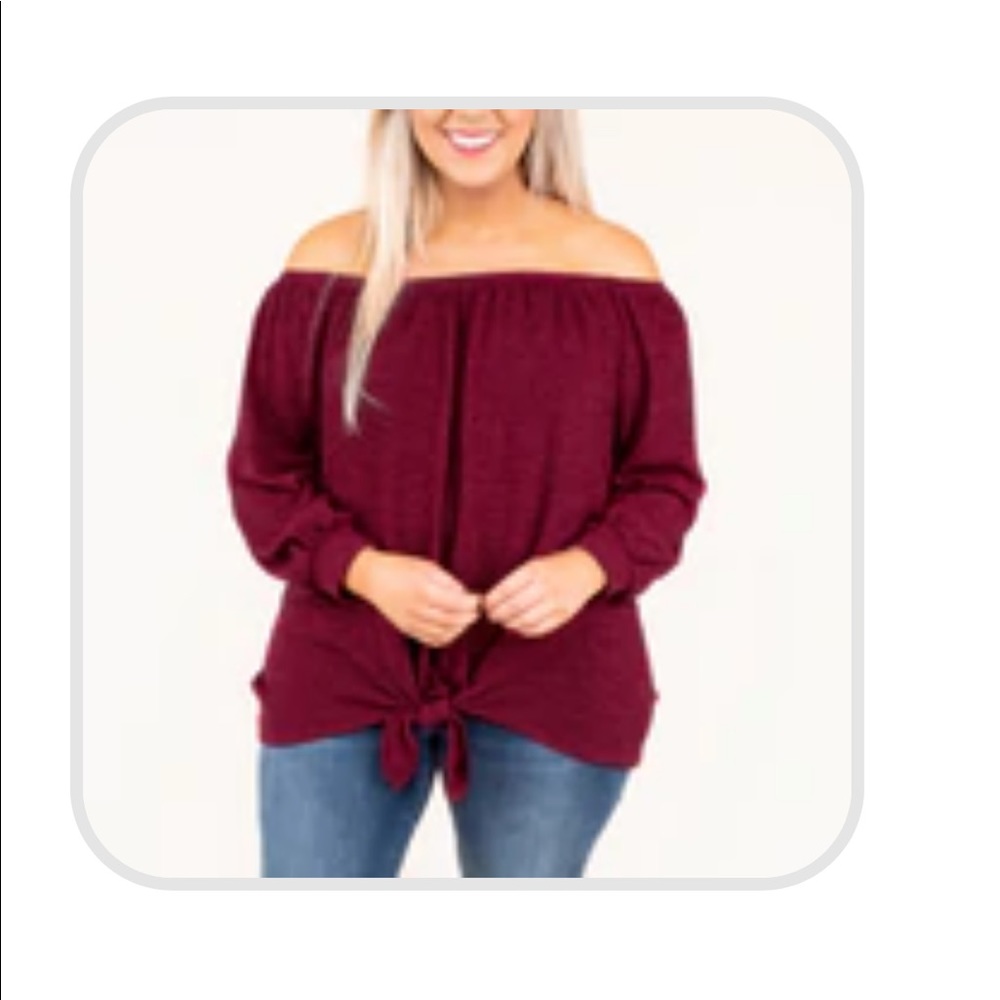 Chic Soul Burgundy Off-Shoulder Top